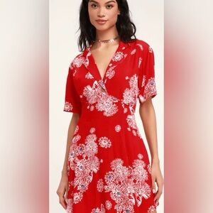 Free People Red Hawaiian Dress Size M